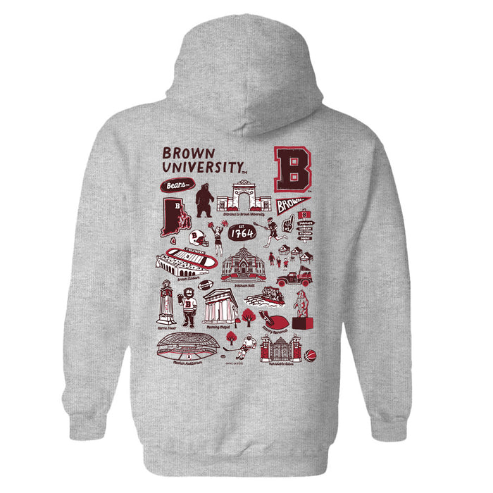 Brown University Bears Hand Sketched Artwork Cotton Fleece Women Hoodie - Vive La Fête - Online Apparel Store