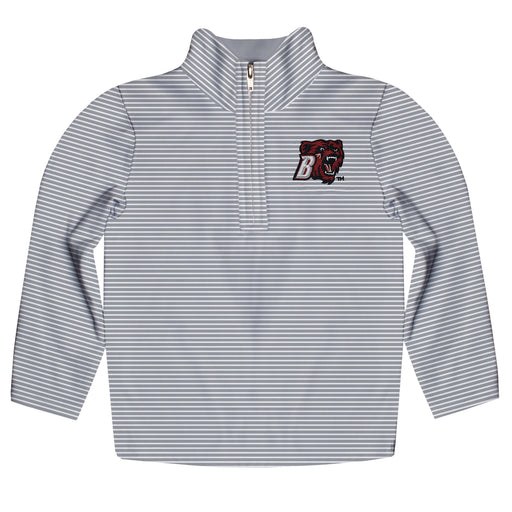 Bridgewater State University Bears BSU Embroidered Gray Stripes Quarter Zip Pullover