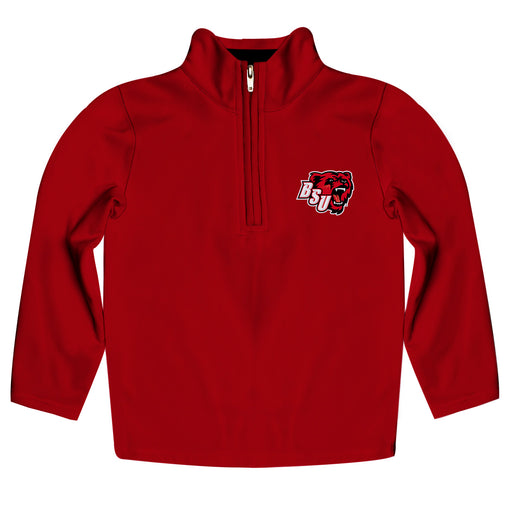 Bridgewater State University Bears BSU Vive La Fete Game Day Solid Red Quarter Zip Pullover Sleeves