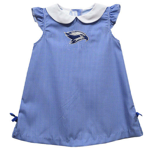 Broward College Seahawks Embroidered Royal Gingham A Line Dress