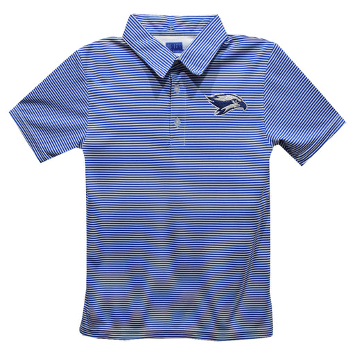 Broward College Seahawks Embroidered Royal Stripes Short Sleeve Polo Box Shirt