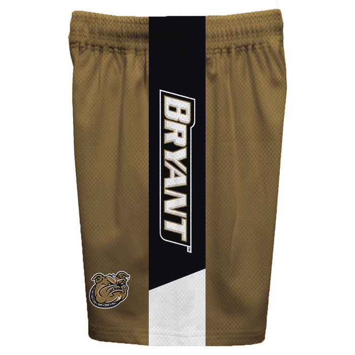 Bryant Bulldogs Vive La Fete Game Day Gold Stripes Boys Solid Black Athletic Mesh Short