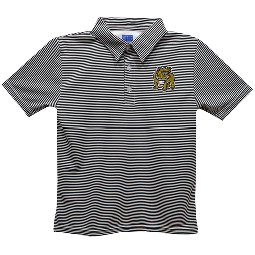 Bryant University Bulldogs Embroidered Black Stripes Short Sleeve Polo Box Shirt