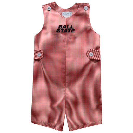 Ball State Cardinals Embroidered Cardinal Red Gingham Boys Jon Jon