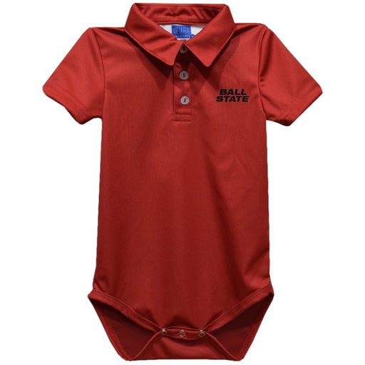 Ball State Cardinals Embroidered Red Solid Knit Boys Polo Bodysuit