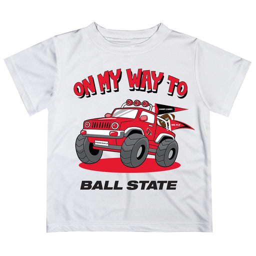 Ball State Cardinals Vive La Fete Monster Truck Boys Game Day White Short Sleeve Tee