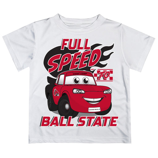 Ball State Cardinals Vive La Fete Toy Racing Car Boys Game Day White Short Sleeve Tee