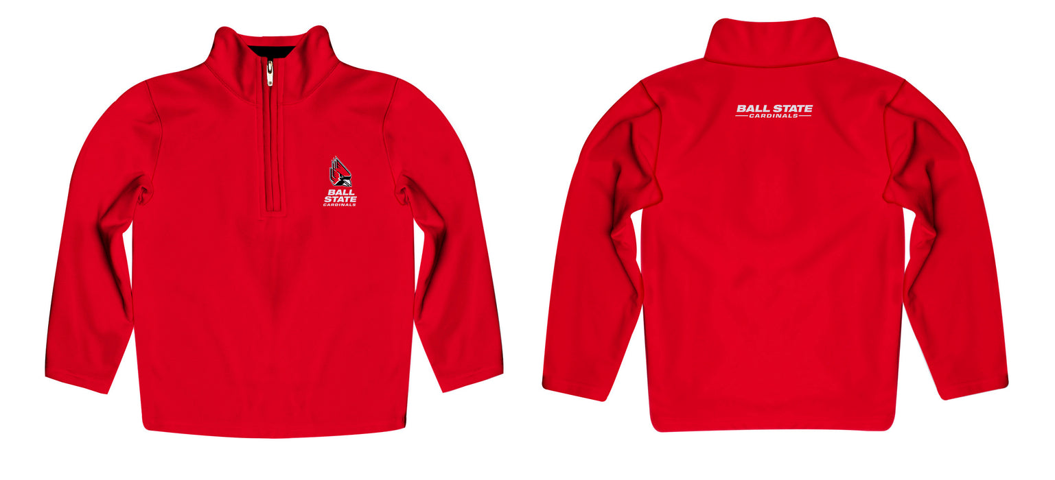 Ball State Cardinals Vive La Fete Logo and Mascot Name Womens Red Quarter Zip Pullover - Vive La Fête - Online Apparel Store