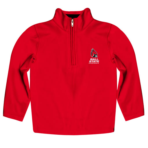 Ball State Cardinals Vive La Fete Logo and Mascot Name Womens Red Quarter Zip Pullover