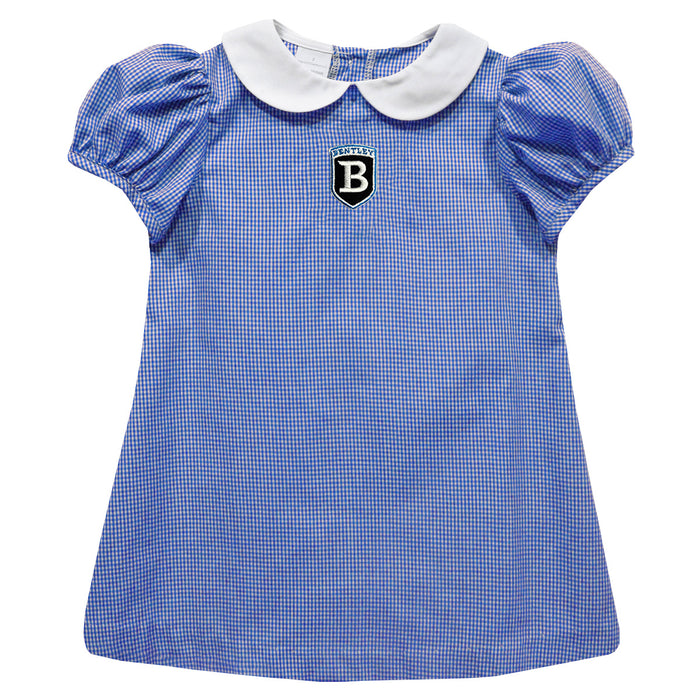 Bentley Falcons Embroidered Royal Gingham Short Sleeve A Line Dress