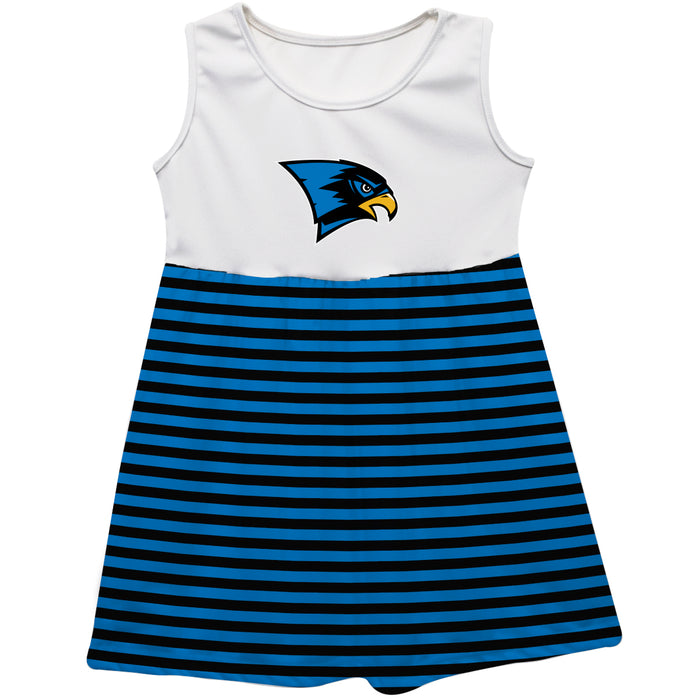Bentley Falcons Vive La Fete Girls White Game Day Sleeveless Tank Dress Royal Stripes on Skirt