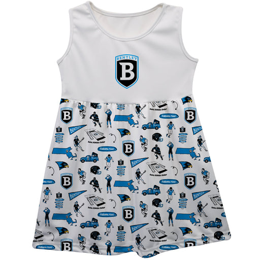 Bentley Falcons Sleeveless Tank Dress Girls White Repeat Print Hand Sketched Vive La Fete Impressions