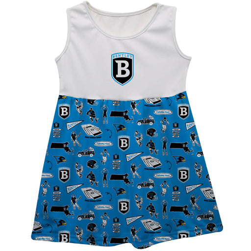 Bentley Falcons Sleeveless Tank Dress Girls White Repeat Print Hand Sketched Vive La Fete Impressions