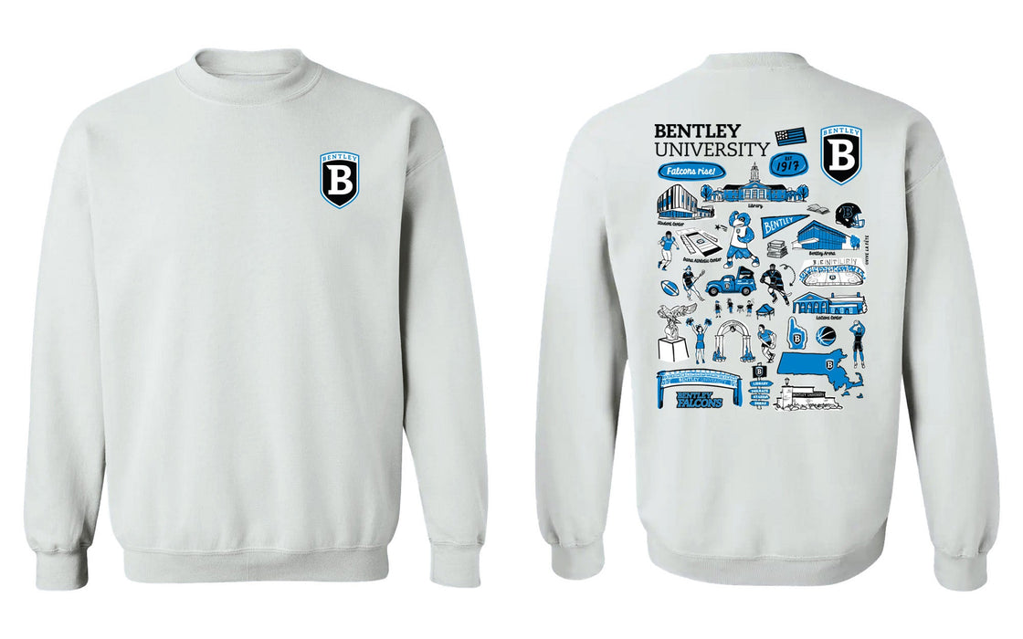 Bentley Falcons Hand Sketched Vive La Fete Impressions Artwork Royal Crew Neck Sweatshirt for Women