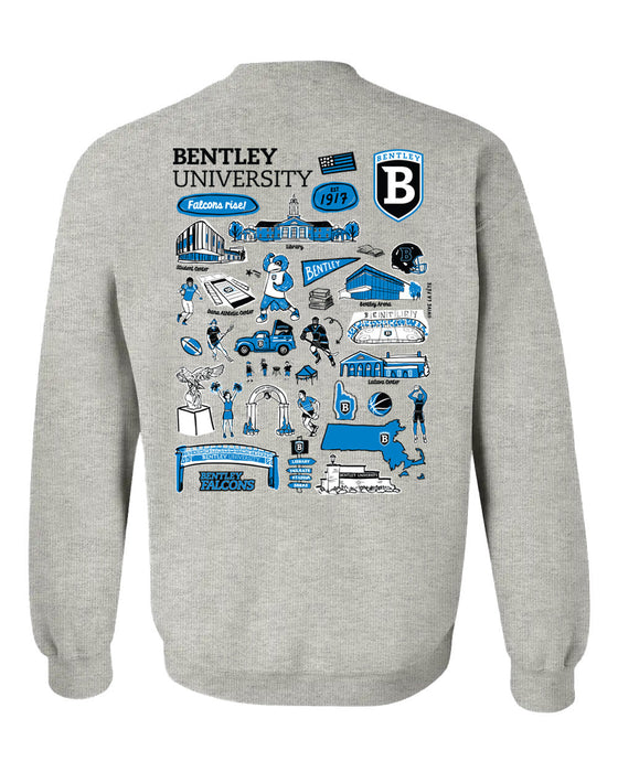 Bentley Falcons Hand Sketched Vive La Fete Impressions Artwork Royal Crew Neck Sweatshirt for Women