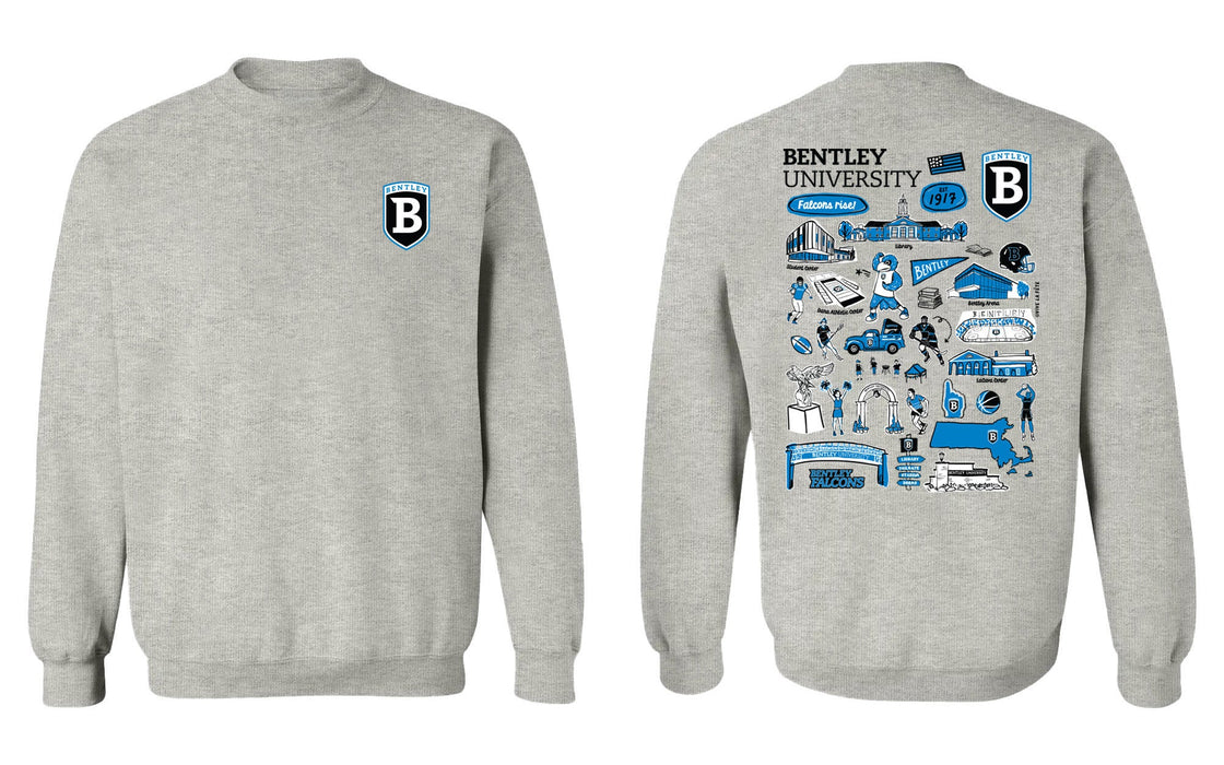 Bentley Falcons Hand Sketched Vive La Fete Impressions Artwork Royal Crew Neck Sweatshirt for Women