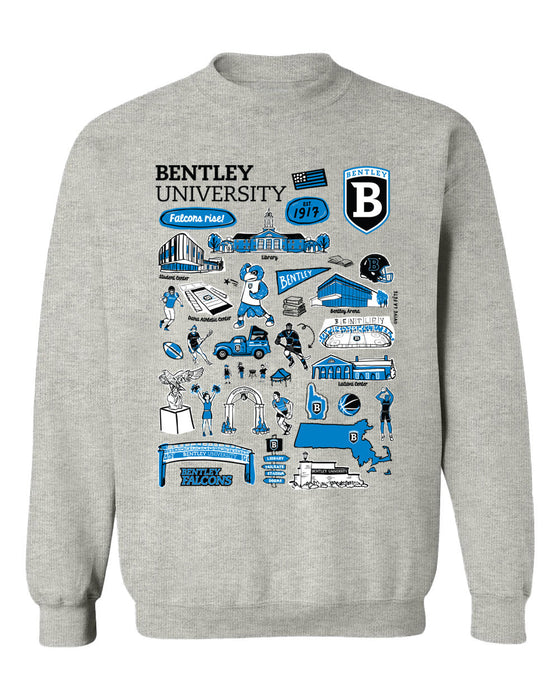 Bentley Falcons Hand Sketched Vive La Fete Impressions Grey Cotton Crewneck Sweatshirt for Women