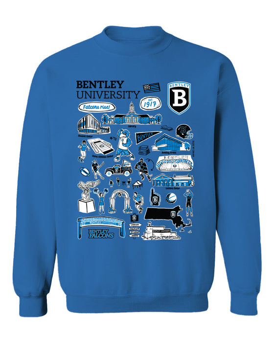 Bentley Falcons Hand Sketched Vive La Fete Impressions Royal Cotton Crewneck Sweatshirt for Women