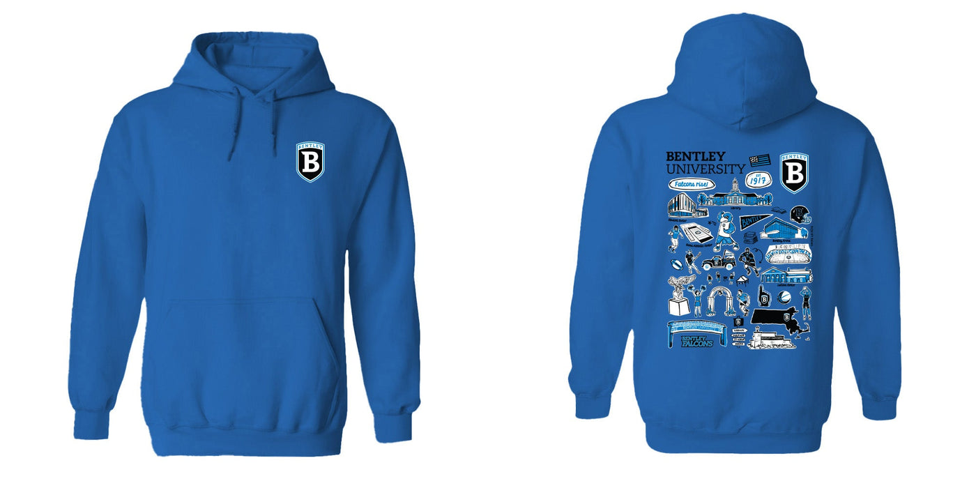 Bentley Falcons Hand Sketched Vive La Fete Impressions Artwork Royal Boys Cotton Fleece Long Sleeve Hoodie