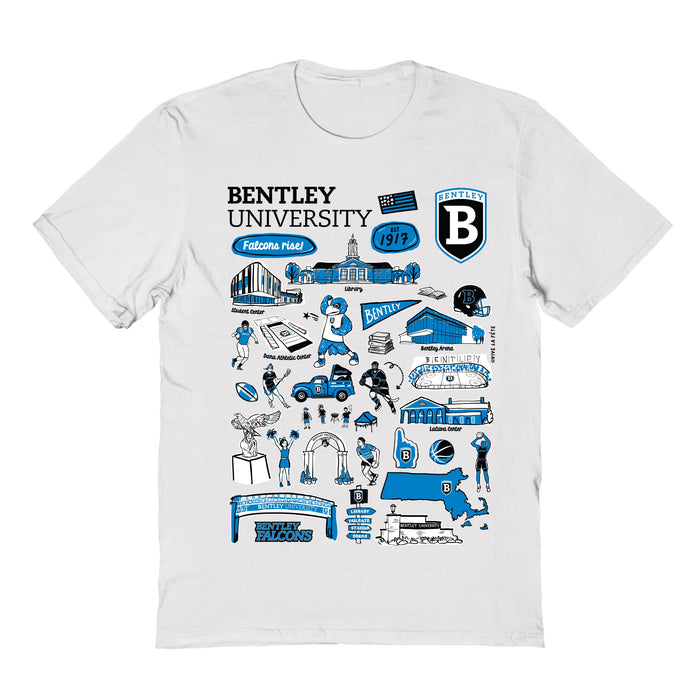 Bentley Falcons Hand Sketched Vive La Fete Impressions White Cotton Tshirt for Women