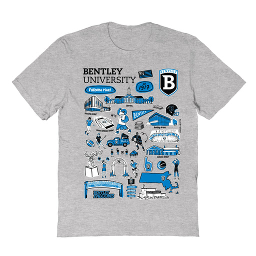 Bentley Falcons Hand Sketched Vive La Fete Impressions Grey Cotton Tshirt for Women