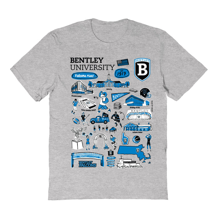 Bentley Falcons Hand Sketched Vive La Fete Impressions Grey Cotton Tshirt for Women