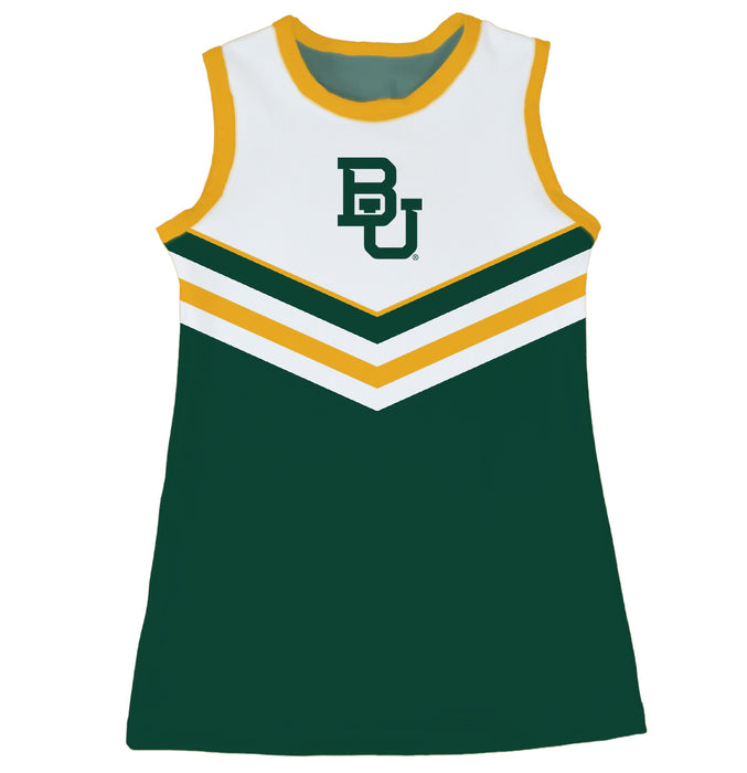Baylor Bears Sleeveless Cheerleader A Line Dress White and Green