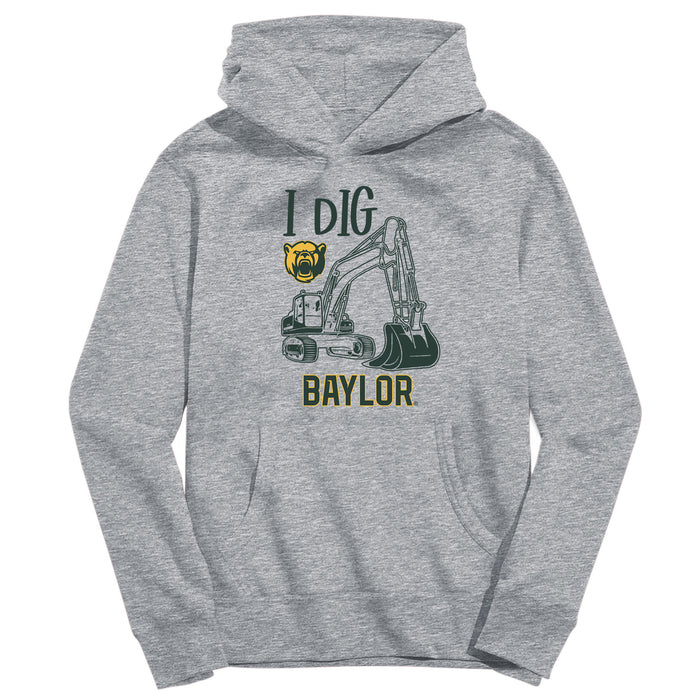 Baylor Bears Excavator Heather Grey Cotton Youth Hoodie