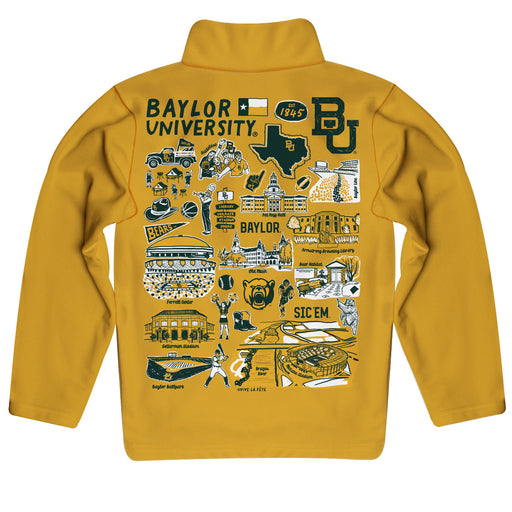 Baylor Bears Hand Sketched Vive La Fete Impressions Artwork  Gold Boys Quarter Zip Pullover V1 - Vive La Fête - Online Apparel Store