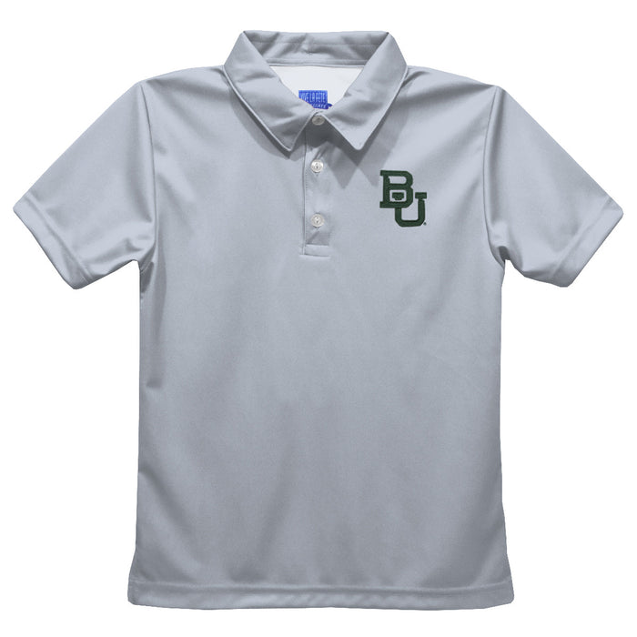 Baylor Bears Embroidered Gray Short Sleeve Polo Box Shirt