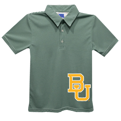 Baylor Bears Stripes Short Sleeve Polo Box Shirt Green