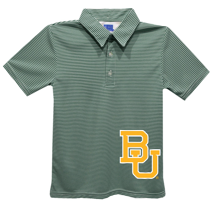 Baylor Bears Stripes Short Sleeve Polo Box Shirt Green