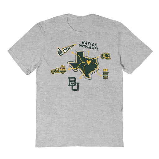 Baylor Bears Hand Sketched Vive La Fete Impressions Icones Kids Grey T-shirt