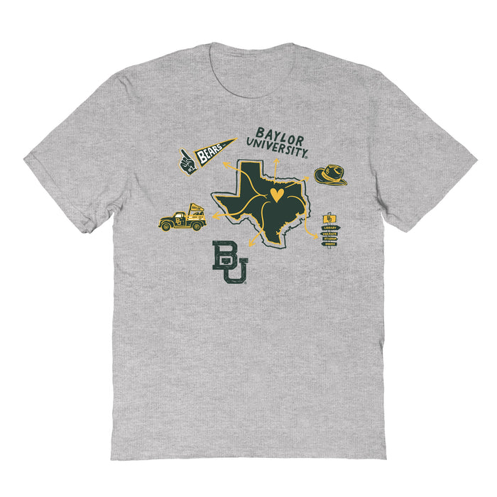 Baylor Bears Hand Sketched Vive La Fete Impressions Icones Kids Grey T-shirt