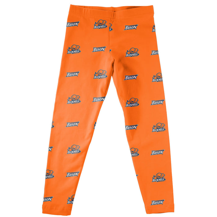 Bucknell University Bison Vive La Fete Girls Game Day All Over Two Logos Elastic Waist Classic Play Blue Leggings Tights