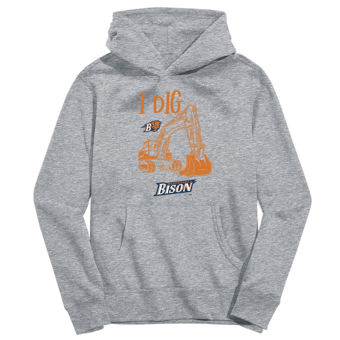 Bucknell University Bison Excavator Heather Grey Cotton Youth Hoodie