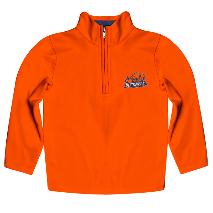 Bucknell University Bison Vive La Fete Game Day Solid Blue Quarter Zip Pullover Sleeves