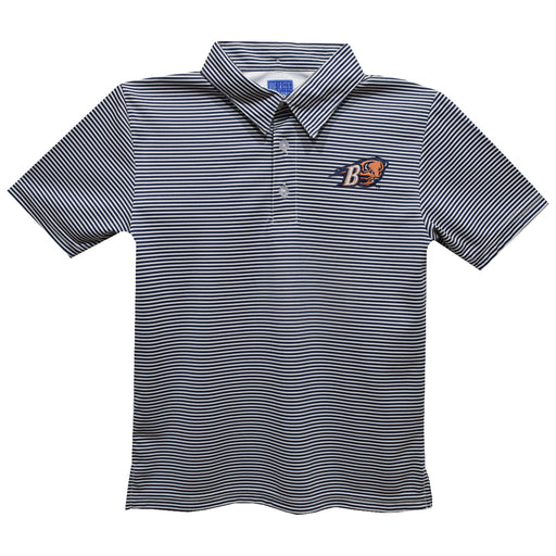 Bucknell University Bison Embroidered Orange Stripes Short Sleeve Polo Box Shirt