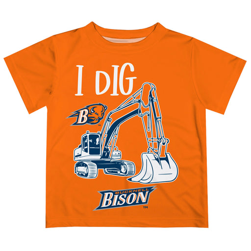 Bucknell University Bison Vive La Fete Excavator Boys Game Day Orange Short Sleeve Tee