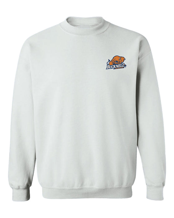 Bucknell University Bison Hand Sketched Vive La Fete Impressions Artwork White Crew Neck Sweatshirt for Women