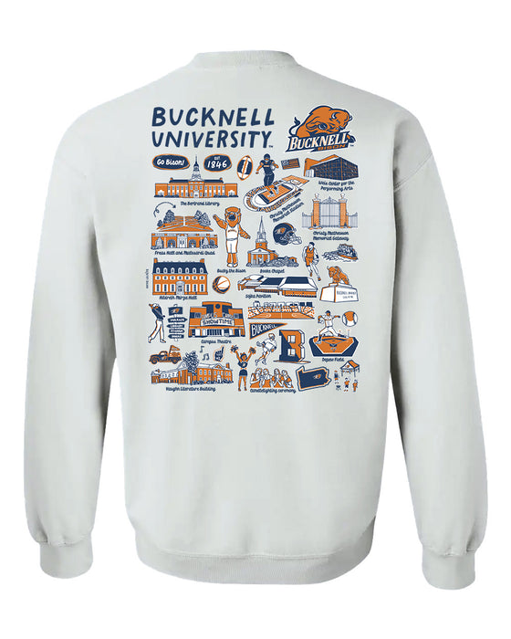 Bucknell University Bison Hand Sketched Vive La Fete Impressions Artwork Navy Crew Neck Sweatshirt for Women - Vive La Fête - Online Apparel Store