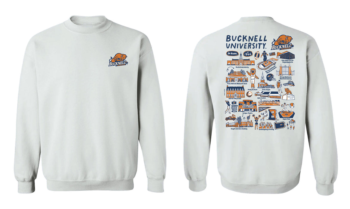 Bucknell University Bison Hand Sketched Vive La Fete Impressions Artwork Navy Crew Neck Sweatshirt for Women - Vive La Fête - Online Apparel Store