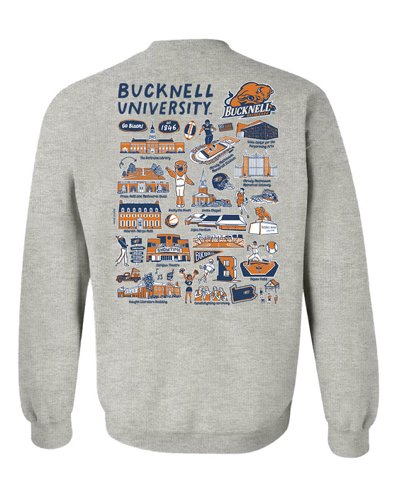 Bucknell University Bison Hand Sketched Vive La Fete Impressions Artwork Navy Crew Neck Sweatshirt for Women - Vive La Fête - Online Apparel Store