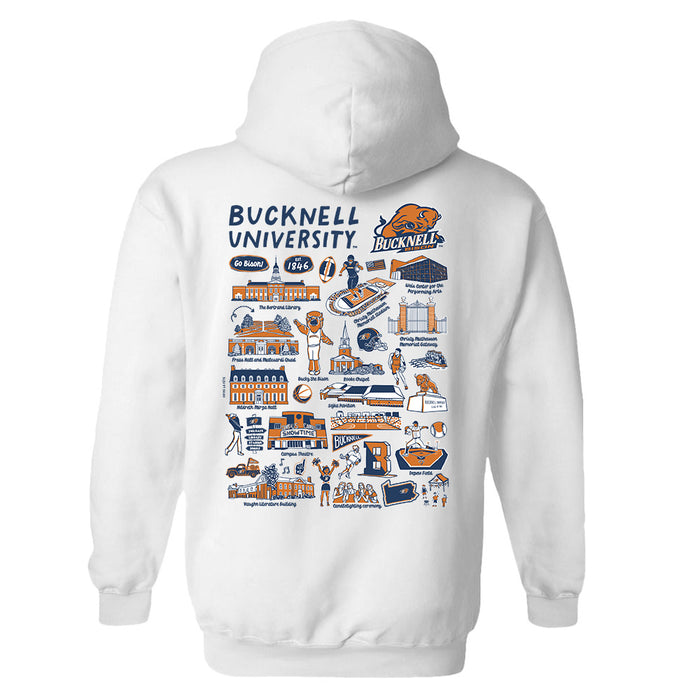 Bucknell University Bison Hand Sketched Vive La Fete Impressions Artwork Navy Cotton Fleece Long Sleeve Hoodie - Vive La Fête - Online Apparel Store