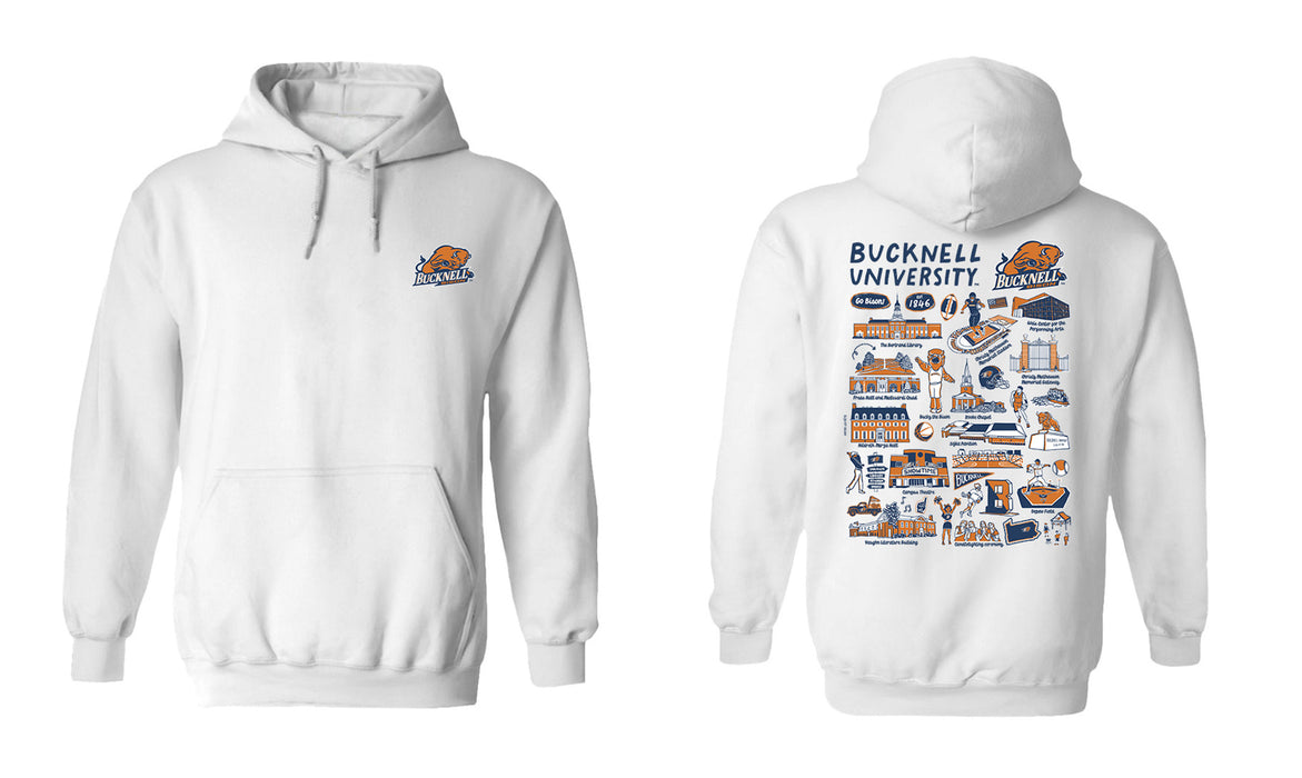 Bucknell University Bison Hand Sketched Vive La Fete Impressions Artwork Navy Cotton Fleece Long Sleeve Hoodie - Vive La Fête - Online Apparel Store