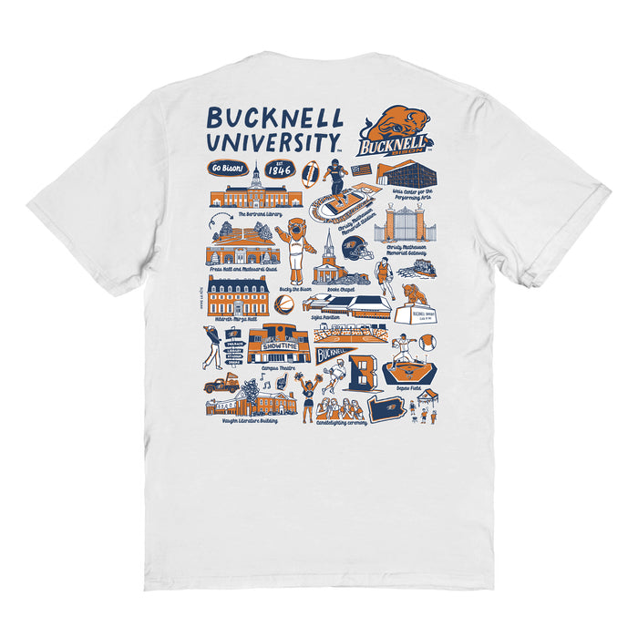 Bucknell University Bison Vive La Fete Impressions Artwork Navy Womens Cotton Tshirt - Vive La Fête - Online Apparel Store