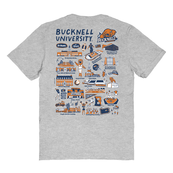 Bucknell University Bison Vive La Fete Impressions Artwork Navy Womens Cotton Tshirt - Vive La Fête - Online Apparel Store