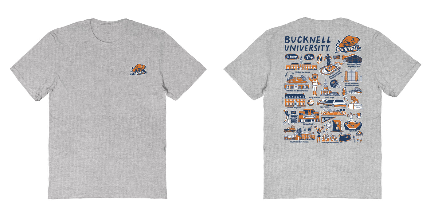 Bucknell University Bison Vive La Fete Impressions Artwork Navy Womens Cotton Tshirt - Vive La Fête - Online Apparel Store