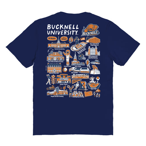 Bucknell University Bison Vive La Fete Impressions Artwork Navy Womens Cotton Tshirt - Vive La Fête - Online Apparel Store
