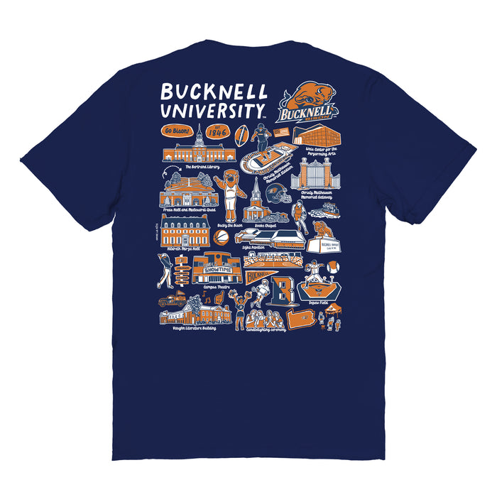 Bucknell University Bison Vive La Fete Impressions Artwork Navy Womens Cotton Tshirt - Vive La Fête - Online Apparel Store
